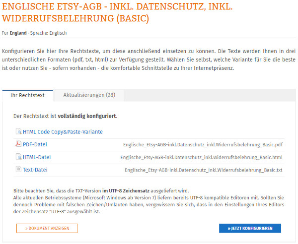 Englische Rechtstexte Bei Etsy Com Agb Datenschutzerklarung Widerufsbelehrung Und Impressum Rechtssicher Darstellen