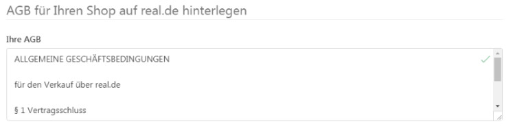 AGB für real Shop hinterlegen
