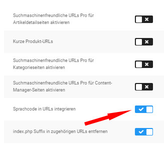 Aktivierung der Gambio-Funktion Sprachcode in URLs integrieren
