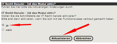 Aktivierung des IT-Recht Kanzlei Moduls