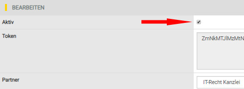 Aktivierung des Partners IT-Recht Kanzlei