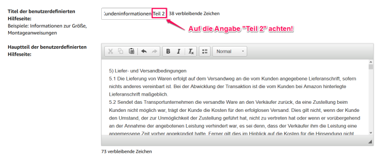 Amazon AGB einbinden Teil 2