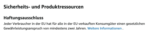 Amazon Gewährleistungslabel