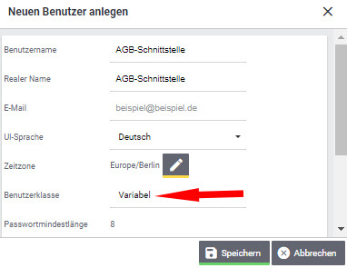Anlegen eines neuen Users mit dem Status variabel