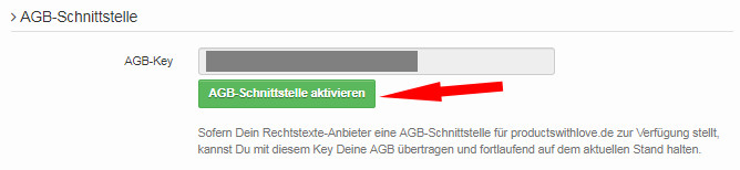 Ansicht AGB-Schnittstelle aktivieren