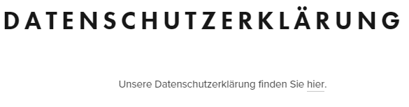 Ansicht Datenschutzerkl&auml;rungsseite mit klickbarem Link bei Squarespace