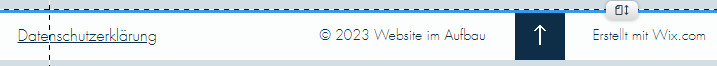 Ansicht der Wix-Fußzeile nach Hinzufügen des Textelements Datenschutzerklärung