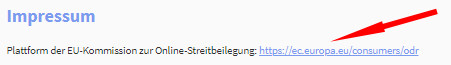 Ansicht klickbarer Link im Impressum