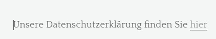 Ansicht verlinkter Text zur Datenschutzerklärung