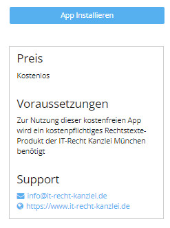 Ansicht vor App-Installation