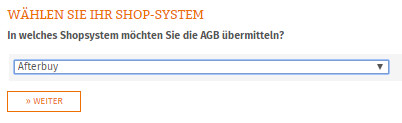 Auswahl Afterbuy für die Datenübertragung