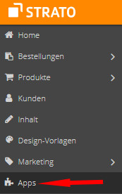 Auswahl Apps im Strato Shop