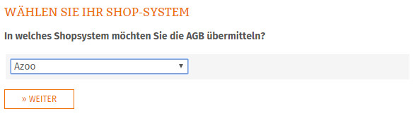 Auswahl Azoo für die Datenübetragung