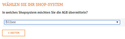 Auswahl Billbee im Mandantenportal