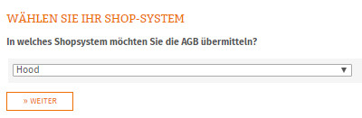 Auswahl Billbee oder Hood für die Übertragung
