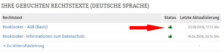 Auswahl Booklooker Rechtstexte im Mandantenportal