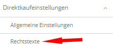 Auswahl Direktkaufeinstellungen - Rechtstexte