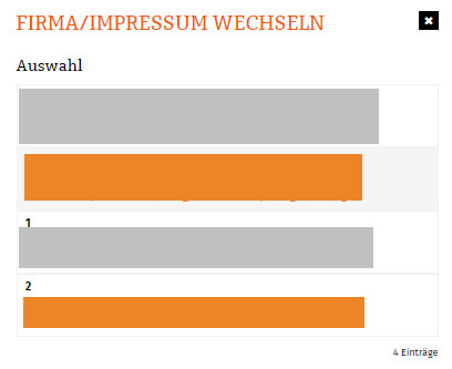 Auswahl Firma wechseln