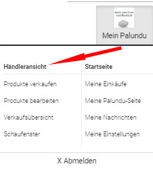 Auswahl Händleransicht im Palundu-Backend