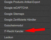 Auswahl IT-Recht Kanzlei bei den Cosmoshop-Plugins