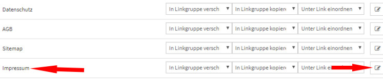 Auswahl Impressum - Bearbeiten im JTL Shop