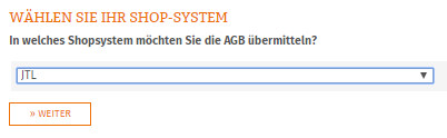 Auswahl JTL für Datenübertragung