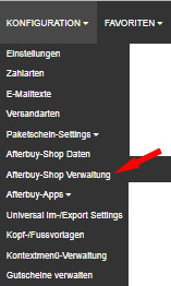 Auswahl Konfiguration - Afterbuy Shop-Verwaltung