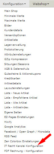 Auswahl Konfiguration - IT-Recht Kanzlei