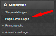 Auswahl Konfiguration - Plugin-Einstellungen bei Cosmoshop