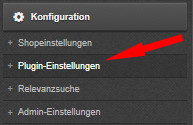 Auswahl Konfiguration - Plugin-Einstellungen bei Cosmoshop