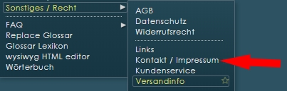 Auswahl Kontakt - Impressum im Powergap Shop