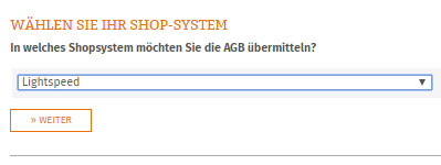 Auswahl Lightspeed für die Datenübertragung