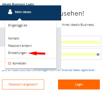 Auswahl Mein Idealo - Einstellungen