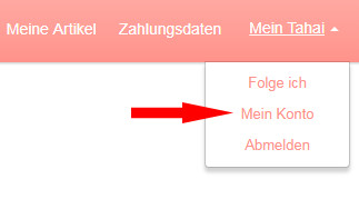 Auswahl Mein Konto bei Tahai