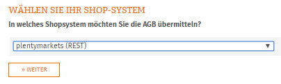 Auswahl Plentymarkets für die Datenübertragung