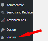 Auswahl Plugins in der linken Navigationsleiste