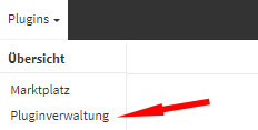 Auswahl Pluginverwaltung im JTL Shop