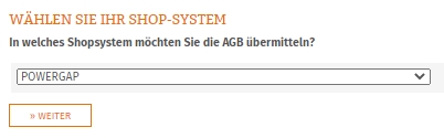Auswahl Powergap für die Datenübertragung