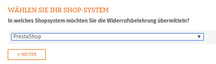 Auswahl Prestashop für Datenübertragung