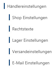 Auswahl Rechtstexte bei den real Händlereinstellungen