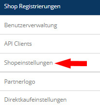 Auswahl Shopeinstellungen