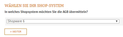 Auswahl Shopware 6 für die Datenübertragung