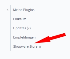 Auswahl Shopware Store für Plugin Installation