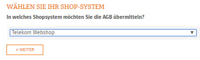 Auswahl Telekom Webshop für die Datenübertragung