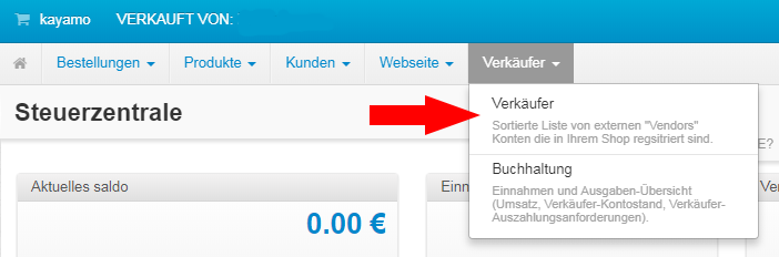 Auswahl Verk&auml;uferkonto kayamo.eu