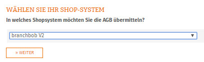 Auswahl branchbob v2 für die Datenübertragung