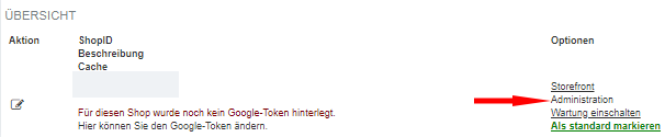 Auswahl des Shops f&uuml;r die Partneranbindung