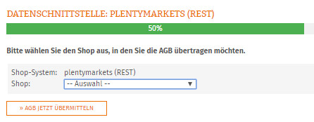Auswahl des Shops, in den die AGB übertragen werden sollen