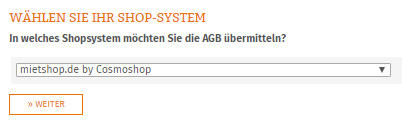 Auswahl mietshop.de für die Datenübertragung