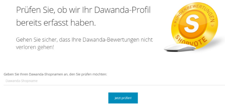 Check für gesichertes Dawanda Profil